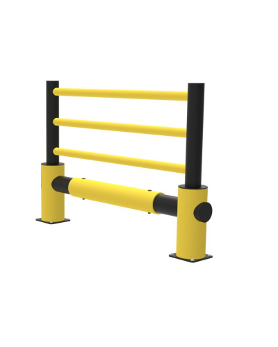 Initial set: traffic barrier 2 end posts + safety railing, yellow-black, for bolting on - INCAPCORP. Buy in the online store.