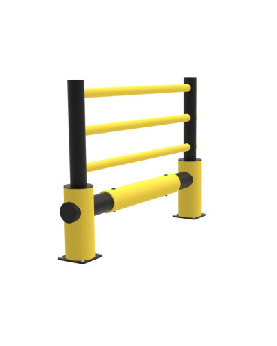 Initial set: traffic barrier 2 end posts + safety railing, yellow-black, for bolting on - INCAPCORP. Buy in the online store.