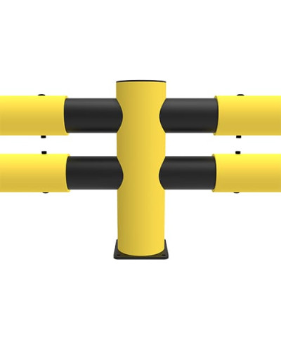 Traffic barrier 2-line HOTEL end post, yellow-black, for bolting on - INCAPCORP. Buy in the online store.