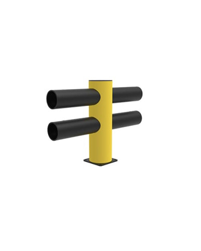 Traffic barrier 2-line HOTEL end post, yellow-black, for bolting on - INCAPCORP. Buy in the online store.