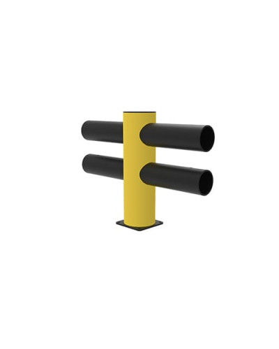 Traffic barrier 2-line HOTEL end post, yellow-black, for bolting on - INCAPCORP. Buy in the online store.