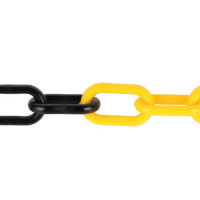 Plastic chain 6 mm thick, yellow-black, 25 metres