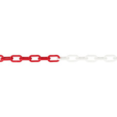 Plastic chain 6 mm thick, red and white, 25 metres