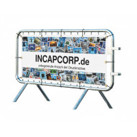 Mobile Crowd Control Barrier with Advertising Banner | Hot-Dip Galvanized | L:1980mm, H:1090mm