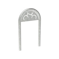 Bike stand in paper clip shape D 60 mm with signage, 1 bike, PROCITY: Metal - hot-dip galvanized, for embedding in concrete.