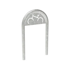 Bike stand in paper clip shape D 60 mm with signage, 1 bike, PROCITY: Metal - hot-dip galvanized, for embedding in concrete.