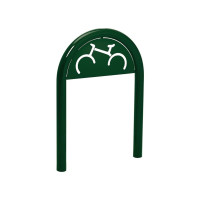 Bike rack in paperclip form Ø 60 mm with signage, 1 bike, PROCITY: Metal - Moss Green, for embedding