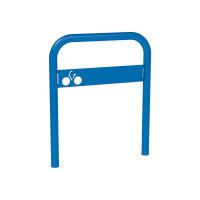 Bent Bike Rack with Signage, 1 Bike, PROCITY: Metal - Gentian Blue, for Concrete Installation.