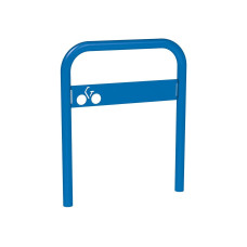 Bent Bike Rack with Signage, 1 Bike, PROCITY: Metal - Gentian Blue, for Concrete Installation.