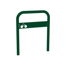 Curved Bicycle Rack with Signage, 1 Bicycle, PROCITY: Metal - Moss Green, for Embedding.