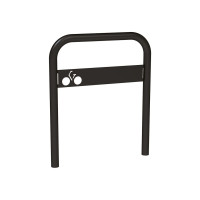 Curved Bicycle Parking Rack with Signage, 1 Bike, PROCITY: Metal - Deep Black, for Embedding