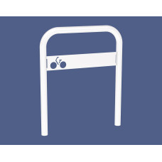 Curved Bicycle Rack with Signage, 1 Bicycle, PROCITY: Metal - Pure White, for Embedding