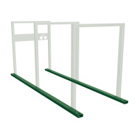 Frame for multiple leaning system, expansion, 3 bicycles, PROCITY: Metal - Moss Green, free-standing.