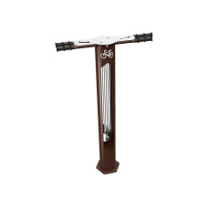 Bicycle Repair Station, 2 Bicycles, Procity: Metal - Chocolate Brown, with anchor rods.