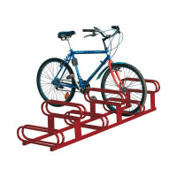 Bicycle rack with staggered heights, 6 bicycles, PROCITY: Metal - purple, free-standing.