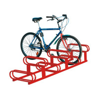 Bicycle stand with staggered heights, 6 bikes, PROCITY Edition: Metal - traffic red, free-standing position.