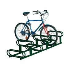 Fahrradständer mit höhenversetzt, 6 Fahrräder, PROCITY: Metall - Moosgrün, freie Aufstellung