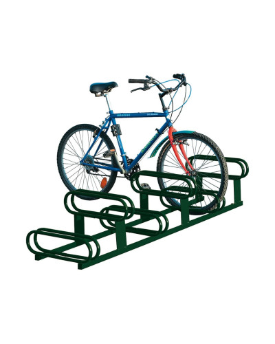 Fahrradständer mit höhenversetzt, 6 Fahrräder, PROCITY: Metall - Moosgrün, freie Aufstellung - Kaufen Sie im Online-Shop