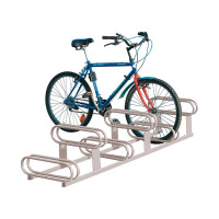 Bicycle stand with staggered heights, 6 bicycles, PROCITY: Metal - Silk Grey, free-standing.