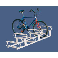 Bicycle stand with staggered levels, 6 bicycles, PROCITY: Metal - Pure White, free-standing.