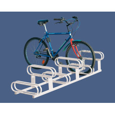 Fahrradständer mit höhenversetzt, 6 Fahrräder, PROCITY: Metall - Reinweiß, freie Aufstellung