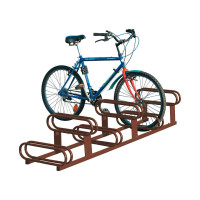 Bicycle Stand with Off-Set Height, 6 Bicycles, PROCITY: Metal - Corten Effect Rust, Free-standing.