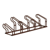 Bicycle rack with offset spaces Optimum, 6 bicycles, PROCITY: Metal - Chocolate Brown, free-standing position.
