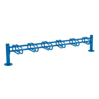 Bicycle Rack Province brushed stainless steel, one-sided, 6 bicycles, PROCITY: Metal - Gentian Blue, on base plates.