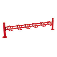 Bicycle Stand Province City, one-sided, 6 bicycles, PROCITY: Metal - Traffic Red, on floor plates.