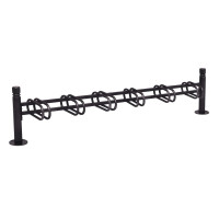 Bicycle Rack Province City, one-sided, 6 bicycles, PROCITY: Metal - Deep Black, on base plates.