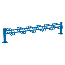 Bike stand Province brushed stainless steel, double-sided, 12 bikes, PROCITY: Metal - Gentian blue, on base plates.