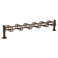 Bicycle stand Province brushed stainless steel, double-sided, 12 bicycles, Metall - Chocolate Brown, on floor plates.
