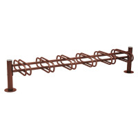 Bicycle rack Province, brushed stainless steel, double-sided, 12 bicycles, PROCITY: Metal - Rust Corten Effect, on base plates.