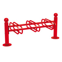 Bicycle stand Province Ball, double-sided, 6 bicycles, PROCITY: Metal - Traffic Red, on base plates.