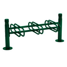 Province City bike rack, double-sided, 6 bikes, PROCITY: Metal - Moss Green, on floor plates.
