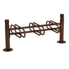 Bicycle rack Province City, double-sided, 6 bicycles, PROCITY: metal - chocolate brown, on floor plates.