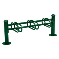 Bicycle stand Province Agora, one-sided, 3 bicycles, PROCITY: Metal - Moss Green, on floor plates.