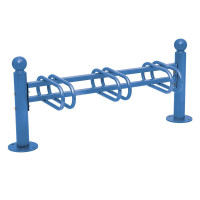 Bicycle stand Province Kugel, one-sided, 3 bicycles, PROCITY: metal - gentian blue, on floor plates.