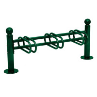 Bike stand Province Kugel, single-sided, 3 bikes, PROCITY: Metal - Moss Green, on ground plates.
