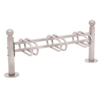 Bike stand Province Ball, one-sided, 3 bikes, PROCITY: Metal - Silk Grey, on ground plates.