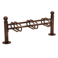 Bicycle stand Province Sphere, single-sided, 3 bicycles, PROCITY: Metal - Chocolate Brown, on base plates.