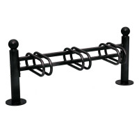Bicycle Stand Province Kugel, One-Sided, for 3 Bicycles, PROCITY: Metal - Deep Black, on Base Plates.