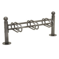 Bicycle Rack Province Kugel, one-sided, 3 bicycles, PROCITY: Metal - Procity Grey, on floor plates.