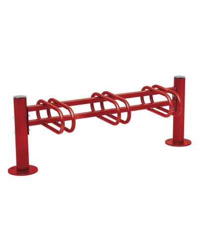 Kaufen Sie Fahrradständer Province gebürsteter Edelstahl, einseitig, 3 Fahrräder, PROCITY: Metall - Purpurrot, auf Bodenplatten im Online-Shop