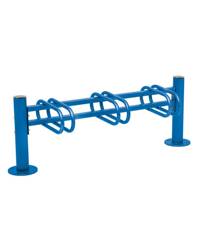 Fahrradständer Province gebürsteter Edelstahl, einseitig, 3 Fahrräder, PROCITY: Metall - Enzianblau, auf Bodenplatten - Kaufen Sie im Online-Shop