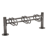 Bicycle stand Province brushed stainless steel, one-sided, 3 bikes, Procity: Metal - Procity Grey, on base plates.