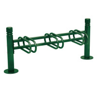 Bicycle rack Province City, single-sided, 3 bicycles, PROCITY. Material: Metal, Moss Green, on base plates.