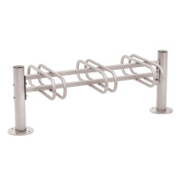 Bike Rack Province Brushed Stainless Steel, Double-Sided, 6 Bikes, PROCITY: Metal - Silk Grey, on Base Plates.
