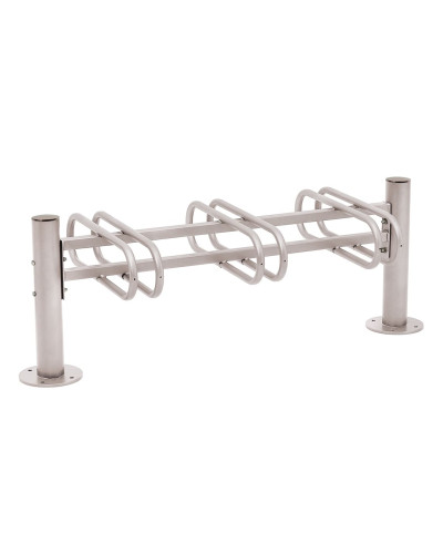 Buy Bike Rack Province Brushed Stainless Steel, Double-Sided, 6 Bikes, PROCITY: Metal - Silk Grey, on Base Plates - Shop Online for Delivery.