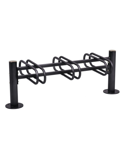 Fahrradständer Province gebürsteter Edelstahl, doppelseitig, 6 Fahrräder, PROCITY: Metall - Tiefschwarz, auf Bodenplatten - Hier kaufen im Online-Shop